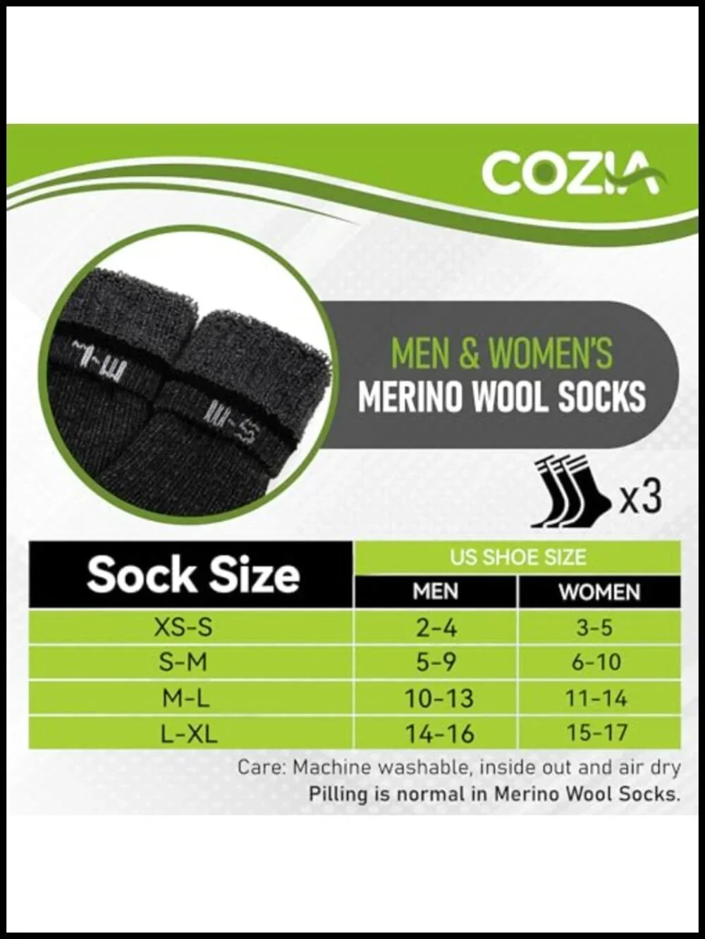 Cozy Merino Wool Blend Winter Socks, Cushioned Hiking Socks with Arch Support
